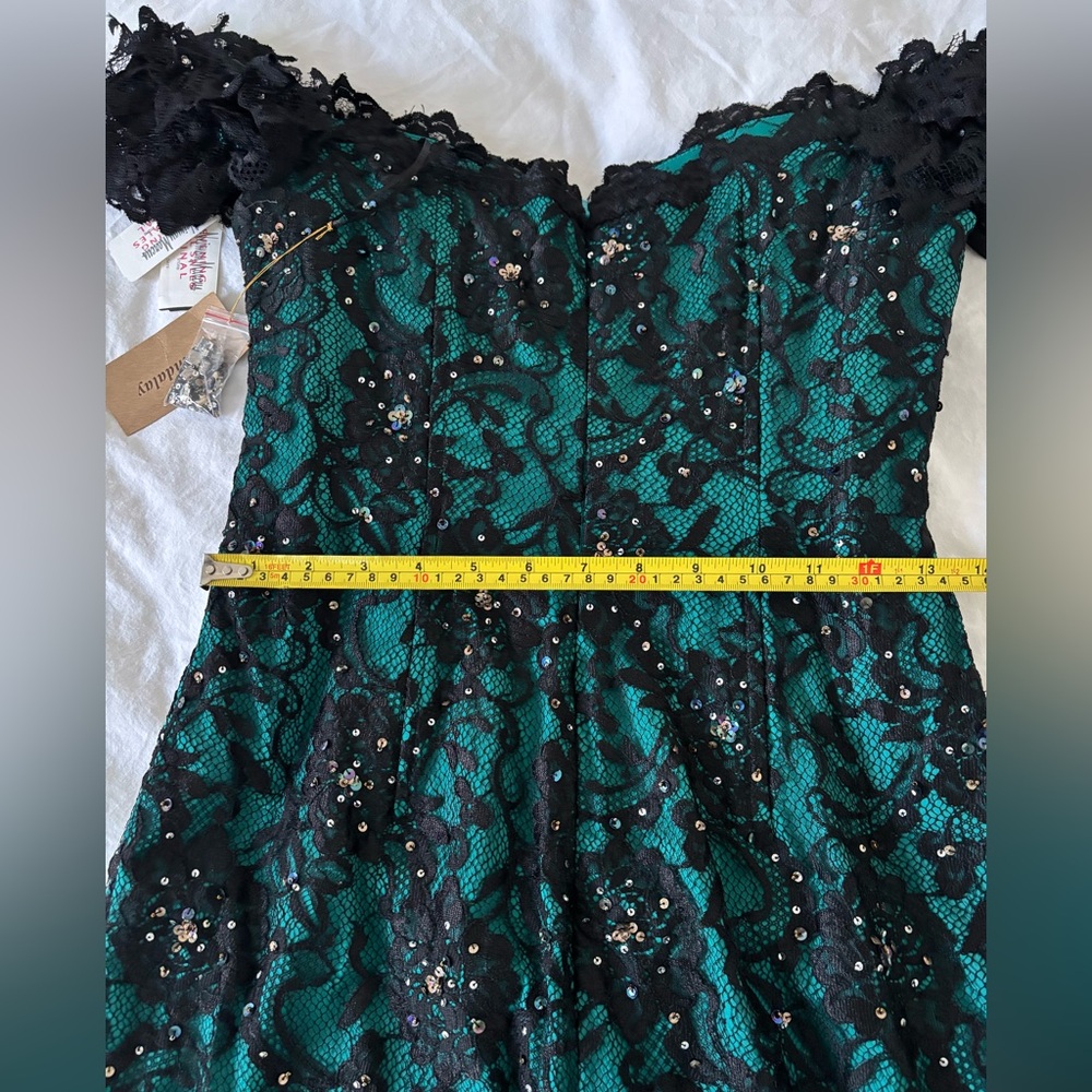 Mandalay Cocktail Dress in Black & Turquoise NWT - Picture 7 of 11